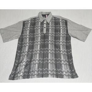 Michael Irving 88 Gray Abstract Short Sleeve Rayon/Silk Blend Shirt Size XXL